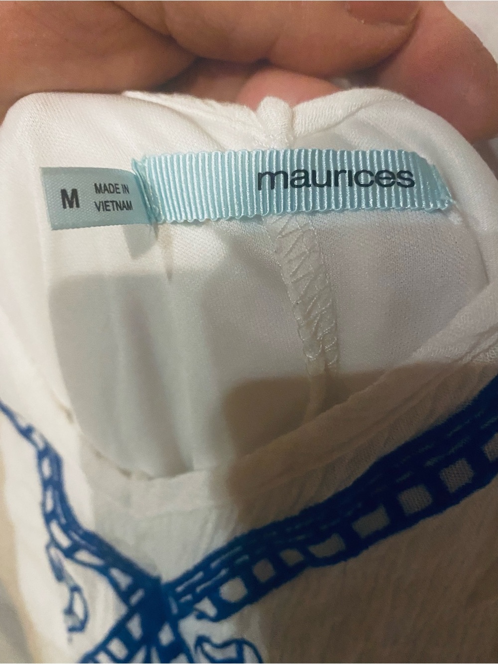 Maurices Cream and Blue Embroidered Mini Dress - Picture 3 of 8